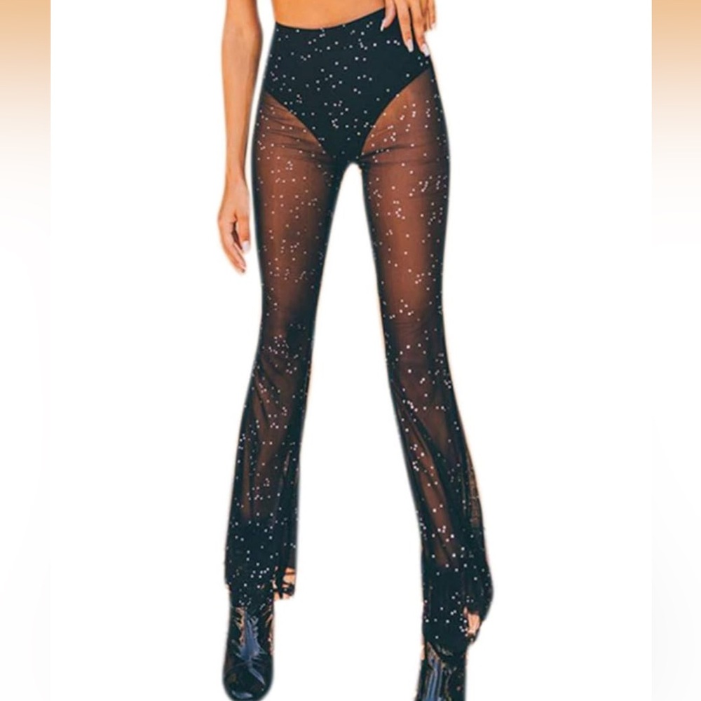 Festival Mesh Pants with Rhinestones